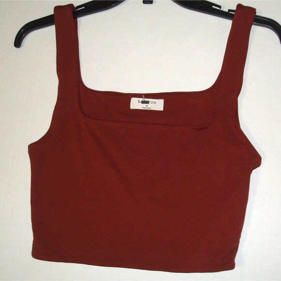 New Womens Babaton Aritzia Contour Squareneck Crop Tank Brown M Medium Nice - Picture 1 of 6